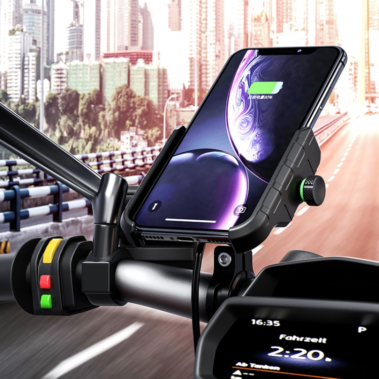Motorrad Qi Wireless Charger Ladegerät und Smartphone Handyhalterung