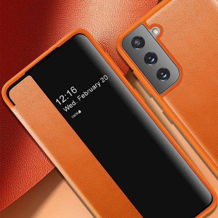 Schutzhülle Clear View Samsung Galaxy S21 5G - Orange