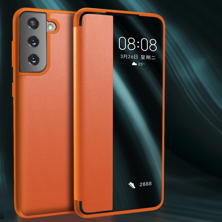 Schutzhülle Clear View Samsung Galaxy S21 5G - Orange