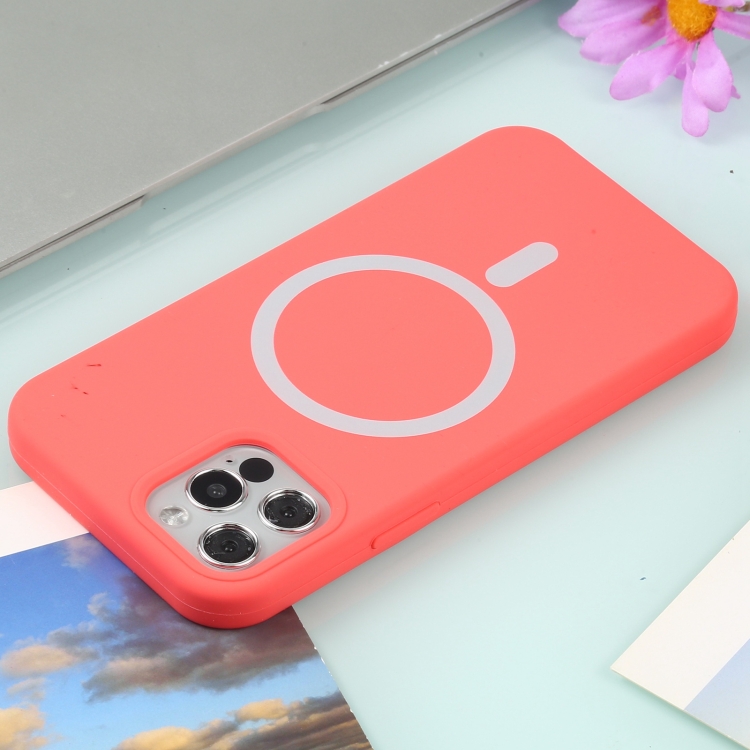 Schutzhülle MagSafe mit magnetischen Ring iPhone 12 Pro Max Silikon - Pink