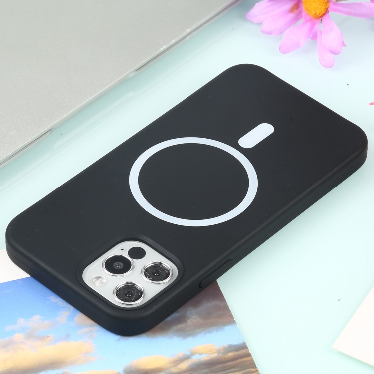 Schutzhülle MagSafe mit magnetischen Ring iPhone 12 mini Silikon - Schwarz