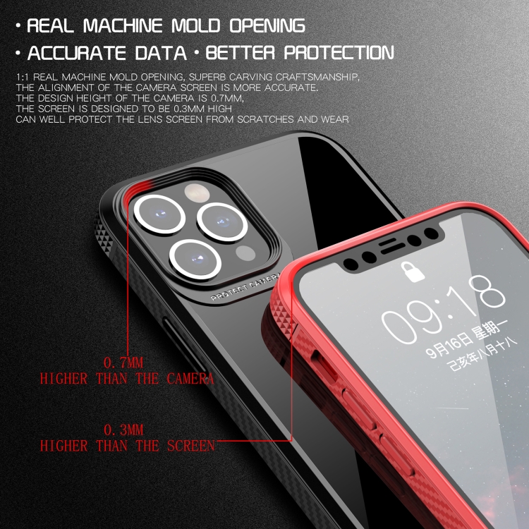 Schutz-Hülle Premium Carbon-Optik iPhone 12 / 12 Pro TPU Durchsichtig-Schwarz